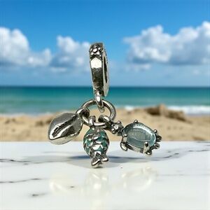 New Sterling Silver Ocean Charm, “Explore” Design, Pandora-Compatible 🐚